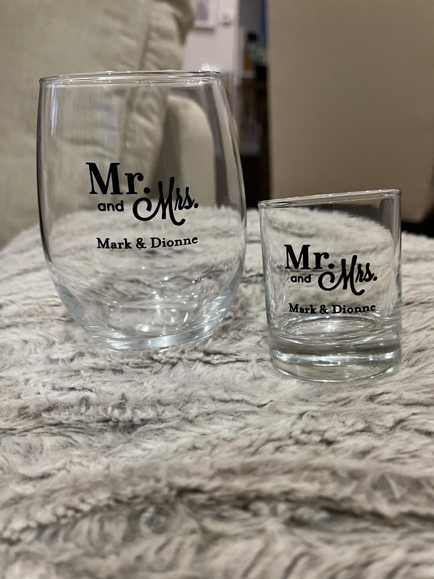 Personalized Wedding 15 Oz Stemless Wine Glass My Wedding Favors 5392